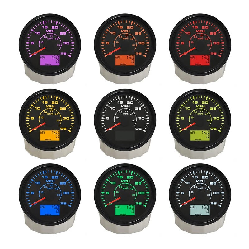 ELING ATV Car Boat GPS Speedometer Velometer 0-35MPH 0-55KM/H Odometer Gauge Kit with ODO Course Tripmeter 85mm 3 3/8" 12V 24V - Image 3